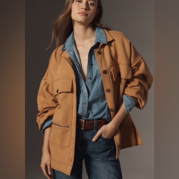 Pilcro Jackets & Blazers - Anthropologie Pilcro Microfleece Cotton Button Front Jacket XS Honey